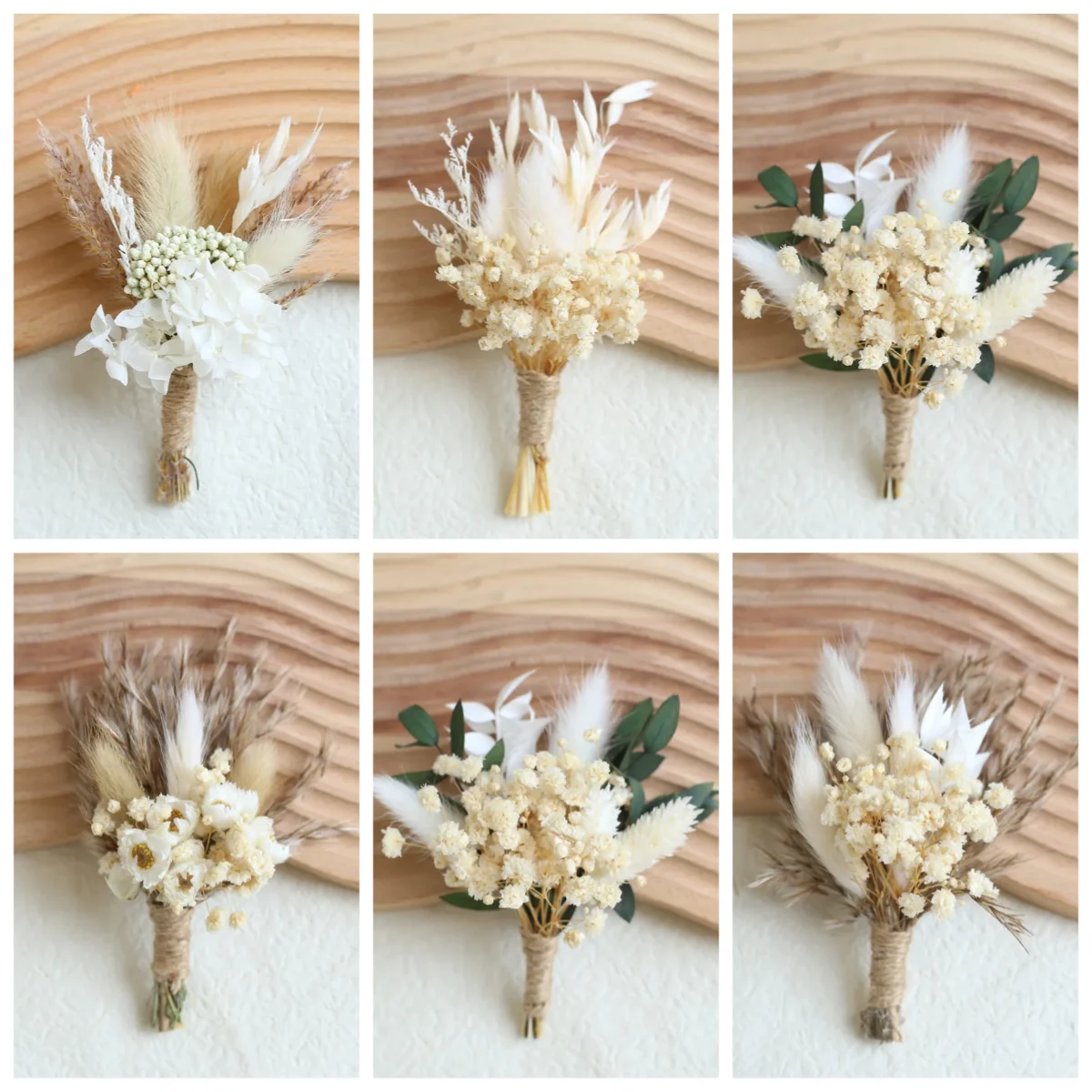 5'' Mini Boho Dried Baby's Breath Flower Bouquet 6PCS Eternal Floral for Valentine's Day Gift Teacher's Day Present Party Favor view 6