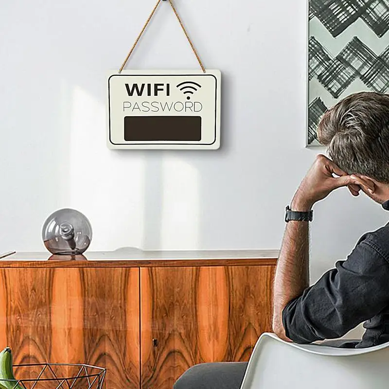 Wifi Password Sign Wall Hanging Wooden Plaque Notice Board Signage Single-sided Chalkboard Wifi Sticker For home Table Stand