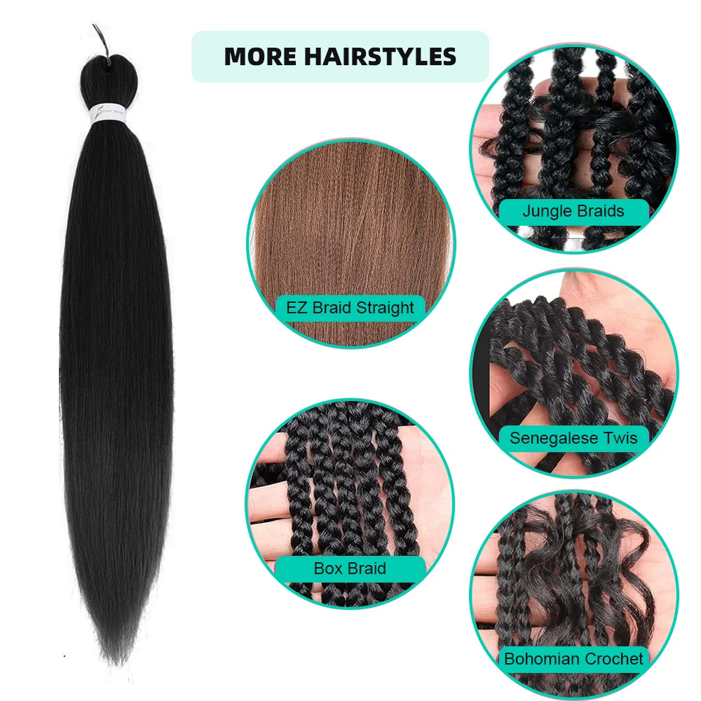 Braiding Hair Pre-stretched Synthetic Jumbo Braiding Hair Hot Water Setting Extensions Kanekalon Hair for Afro Crochet Braids