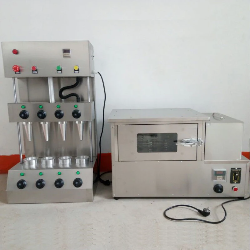 Macchina per la produzione di coni per pizza a forma di conchiglia a 4 coni con vetrina per forno opzionale