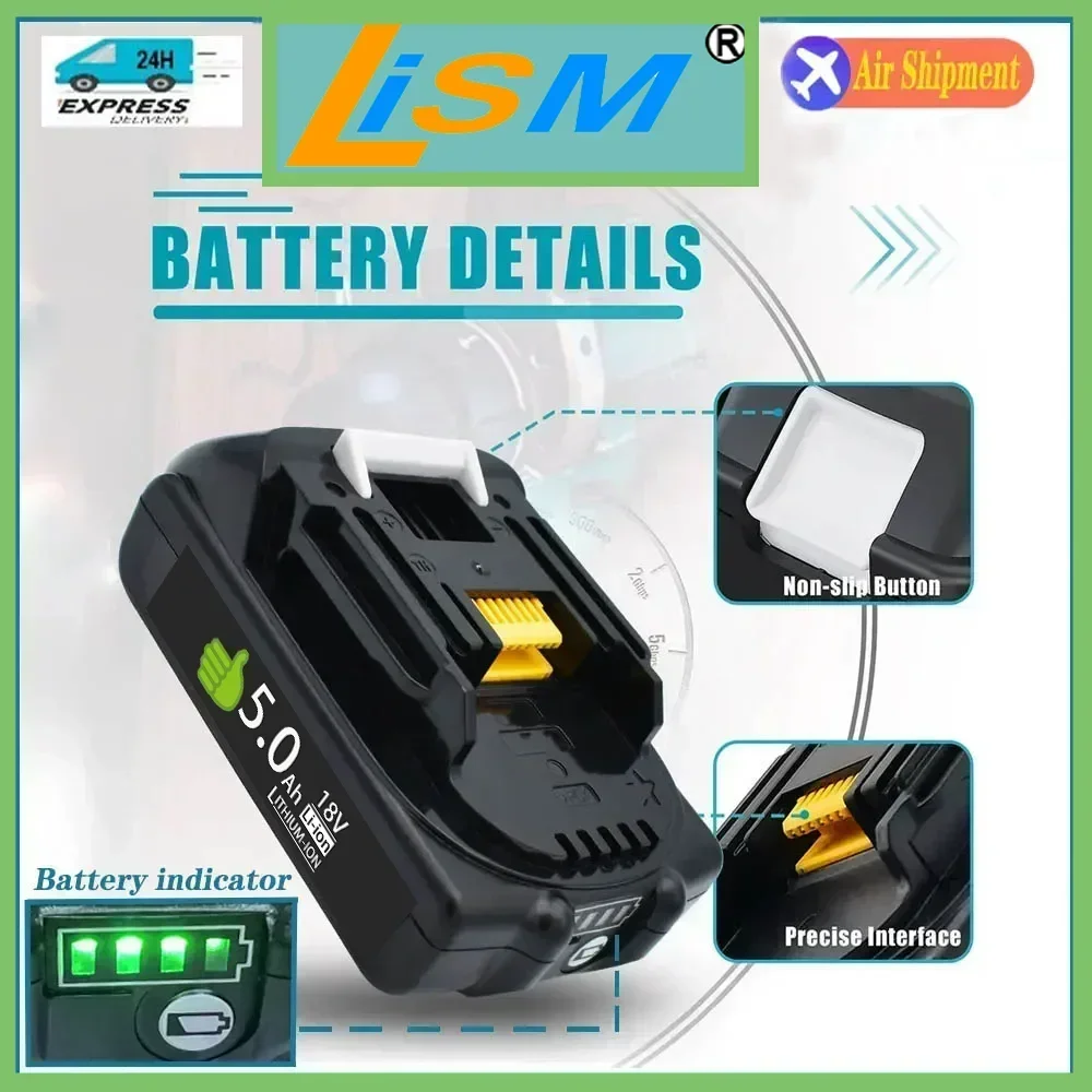 100% brand new Makita 5.0Ah for Makita 18V 21V battery BL1830B BL1850B BL1850 BL1840 BL1860 BL1815 lithium battery replacement