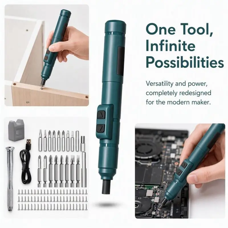 ABUG-Cordless Electric Screwdriver Set USB Rechargeable Screwdriver Disassembly Household Repair DIY Tool Multi-Function