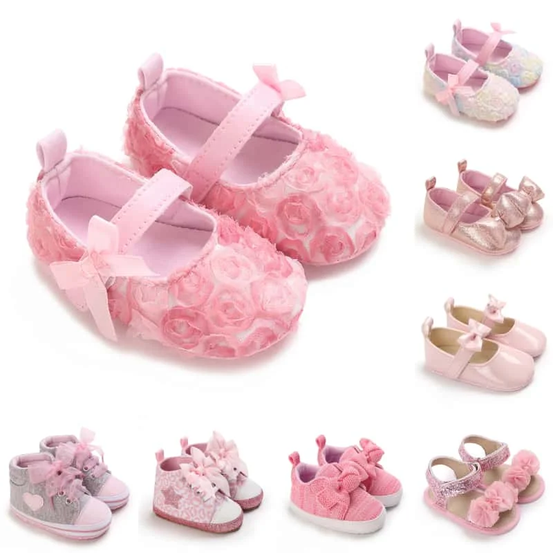

0-18M Baby Girls Cute Classic Pink Fashion Casual Flat Shoes Soft Sole Lightweight Comfortable Walking Shoes