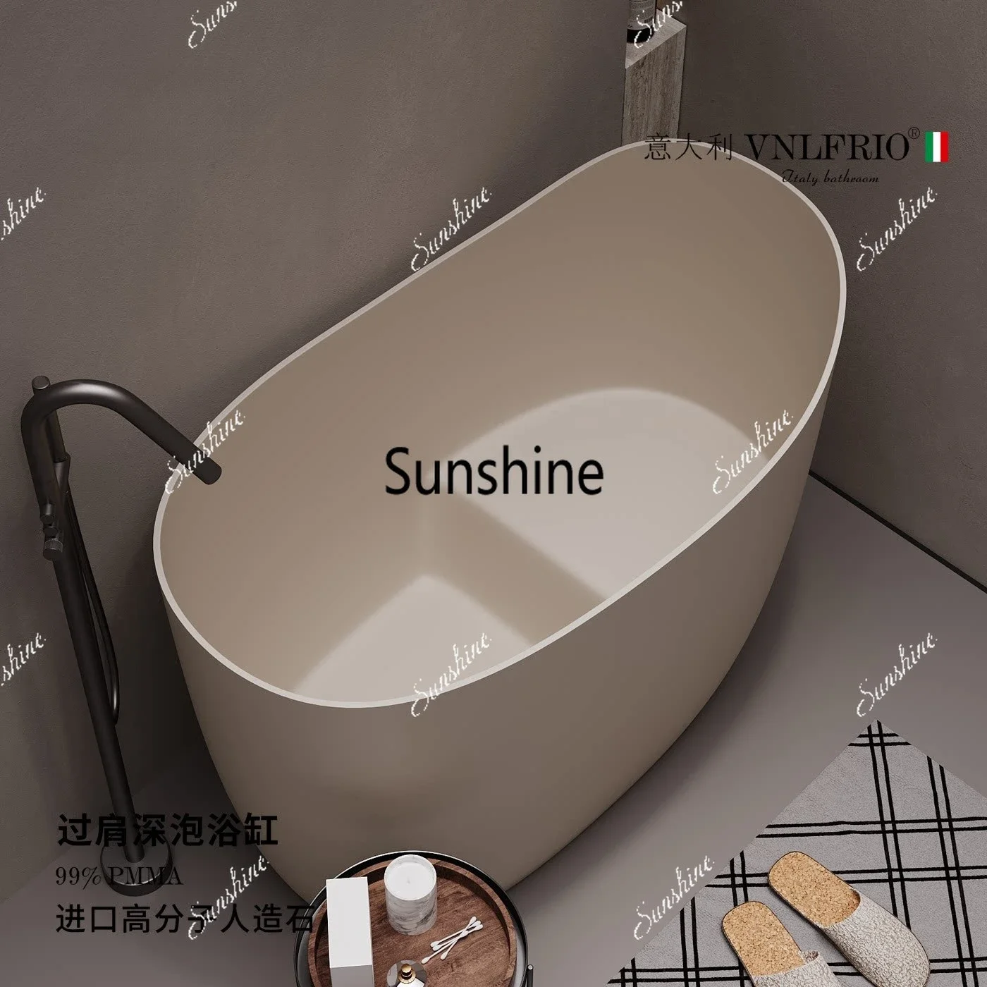 Small apartment household bathtub B & B deep bubble sitting bubble pure polymer artificial stoneY