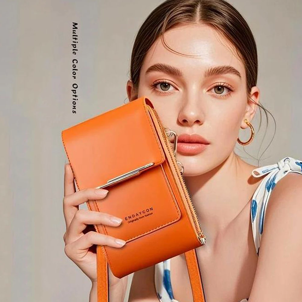 Phone Cross-Body Purse With Touchscreen Window Premium Leather RFID-Blocking Lightweight Women's Shoulder Bag Wallet Purse