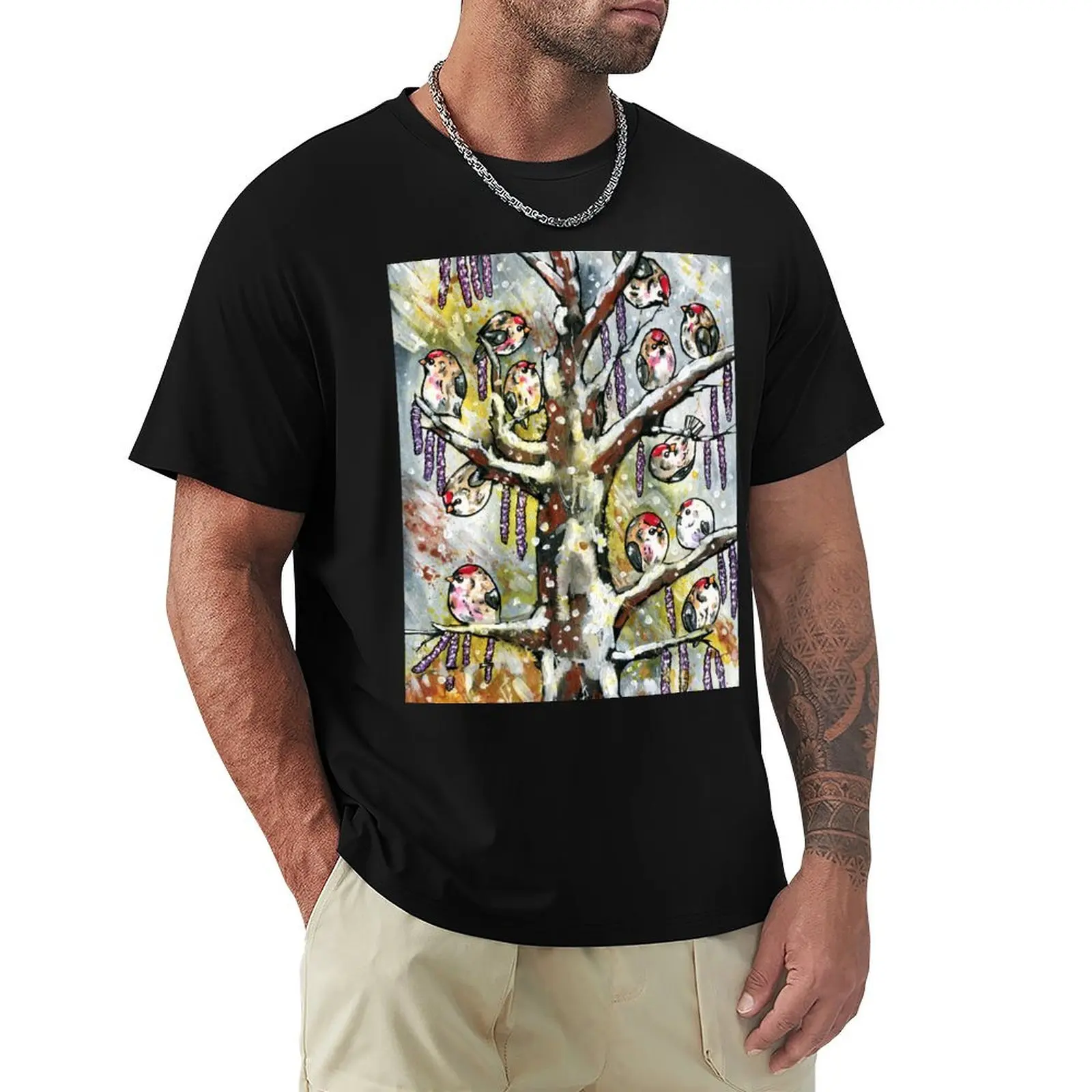 A Pile of Redpolls (Common Redpoll, Hoary Redpoll) T-Shirt Plus Size All Match Tee Shirt