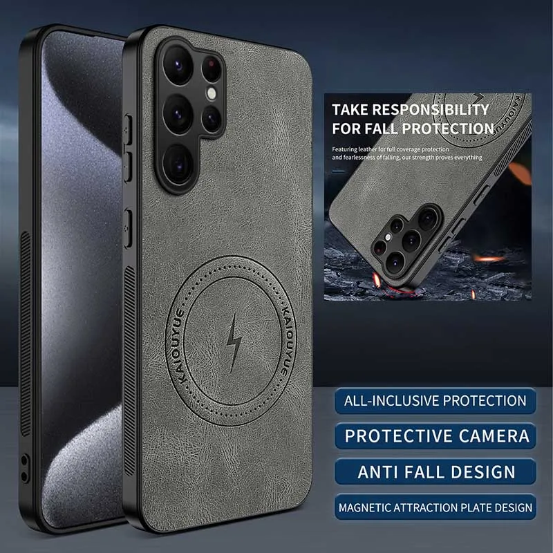 Für Samsung Galaxy S26 S25 S24 S23 Plus Ultra Nappa Muster Fall Für Samsung S25Edge S25 S24 S23 FE Haut Freundliche magnetische Fall