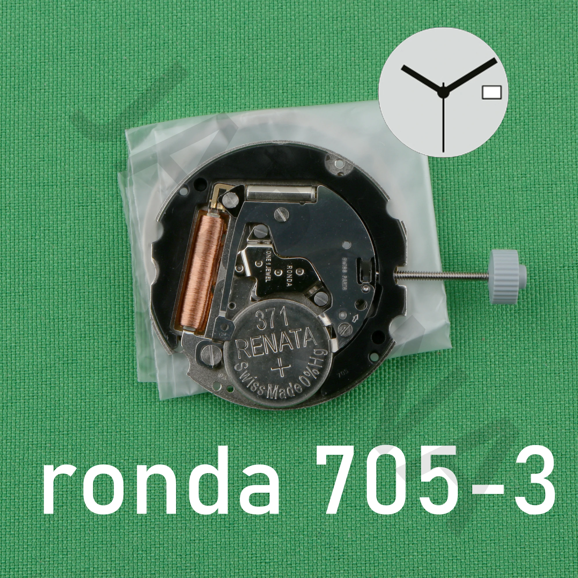 Ronda-Movimento Suíço, 705-3, Data em 3, normtech 705, 2.5mm, 10 ", 23.30mm, 3 ponteiros