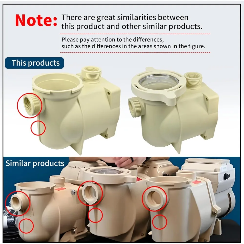 Carcasa de bomba de piscina, carcasa de repuesto de volumen 350089 con tapa de bomba 350090 y tapón de drenaje Compatible con - Venta caliente