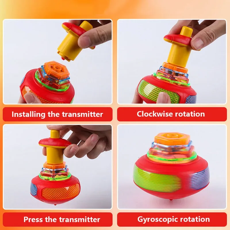 Light Up Spinning Tops Luminous Colorful Top Ejection Toy Classic Gyroscope Novelty Bulk Toys Party Favors for Kids Children