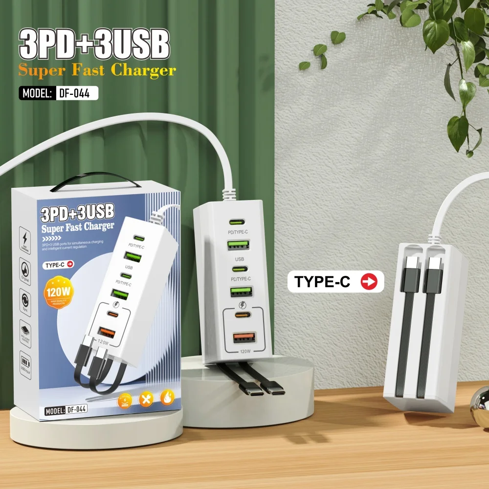 120 واط شحن سريع نوع C USB شاحن الهاتف متعدد المنافذ الهاتف المحمول محول الطاقة لسامسونج هواوي آيفون Xiaomi شحن سريع