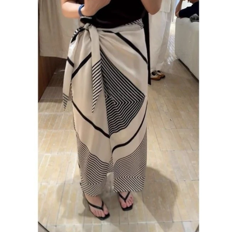 Primavera verão saia de tamanho grande feminina 2025 nova moda solta casual listra elegante estilo férias saia feminina