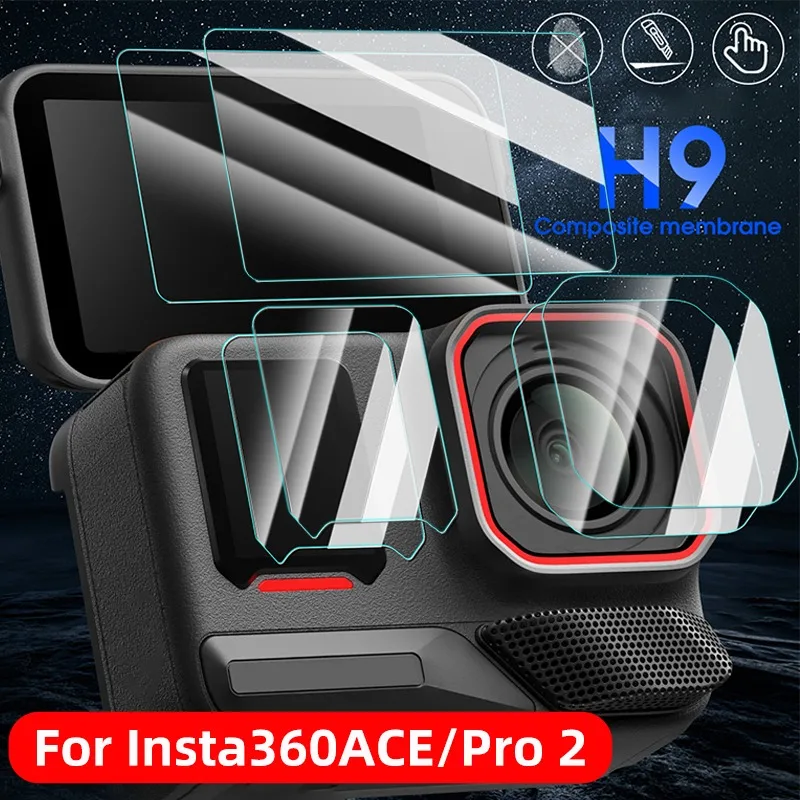 6in1 Tempered Glass Screen Protector for Insta360 ACE Pro 2 Screen Protector Anti-scratch Protective Film Front Back Cover Films