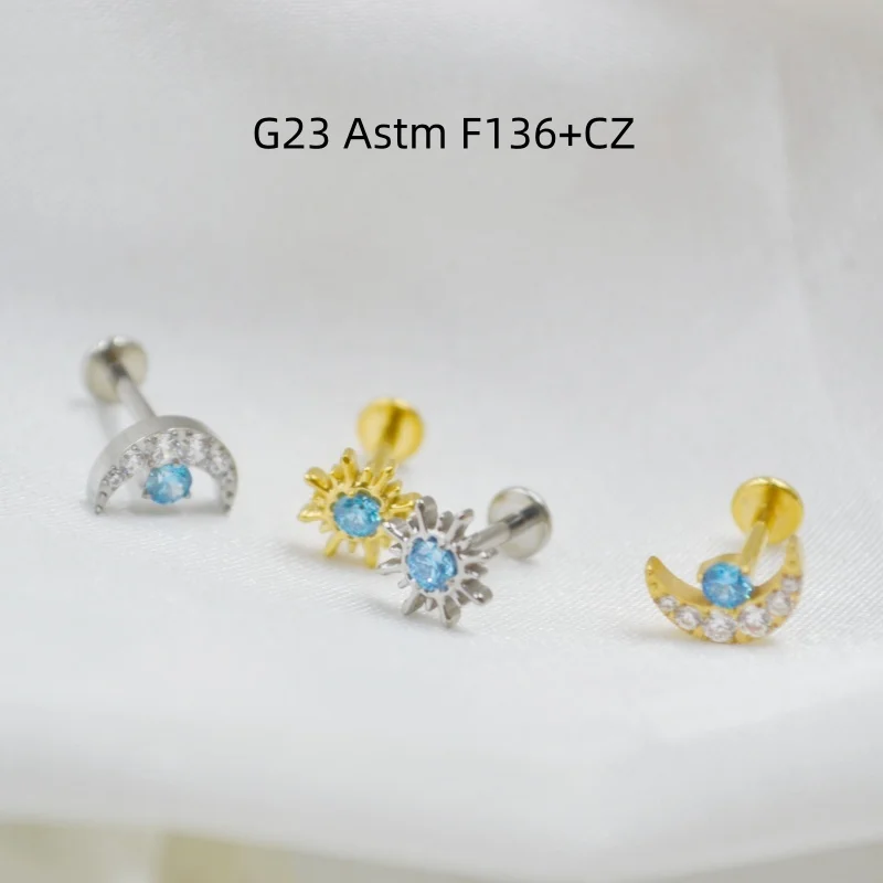 

10pcs 16G G23 Titanium Astm F136 CZ Internal Thread Lip Labret Bar Ear Helix Tragus Rook Barbells Stud Piercing Jewelry