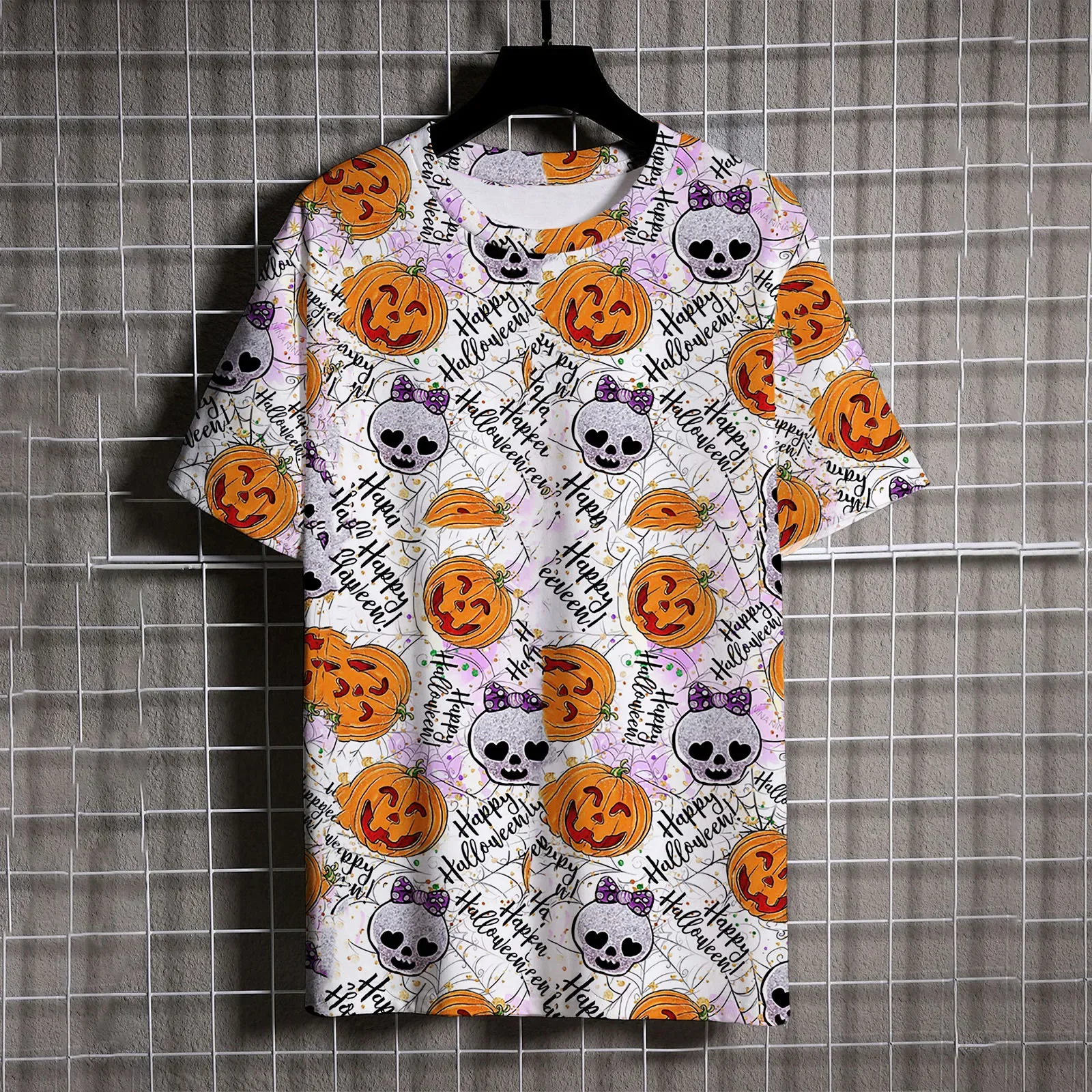 Halloween Versatile Men's T-shirts Christmas Element Pumpkin Head Print Oversized T-shirt Men's y2k Short Sleeve Tee Tshirt Tops