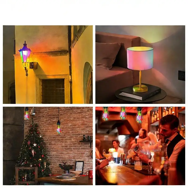 

1 шт. 4 Вт 6 Вт 120 В Рождественский окружающий свет светодиодный ручная роспись DIY цветная декоративная лампочка ST64 цветной декоративный светильник для спальни