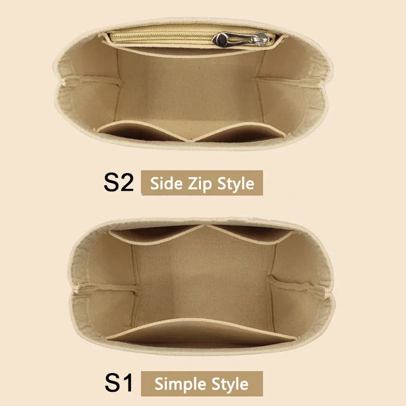 Premium Felt Organizer Insert Fit for Mini Nylon Tote Bag Shaper XS Inner Pouch Lightweight Makeup Storage Liner with Zipper