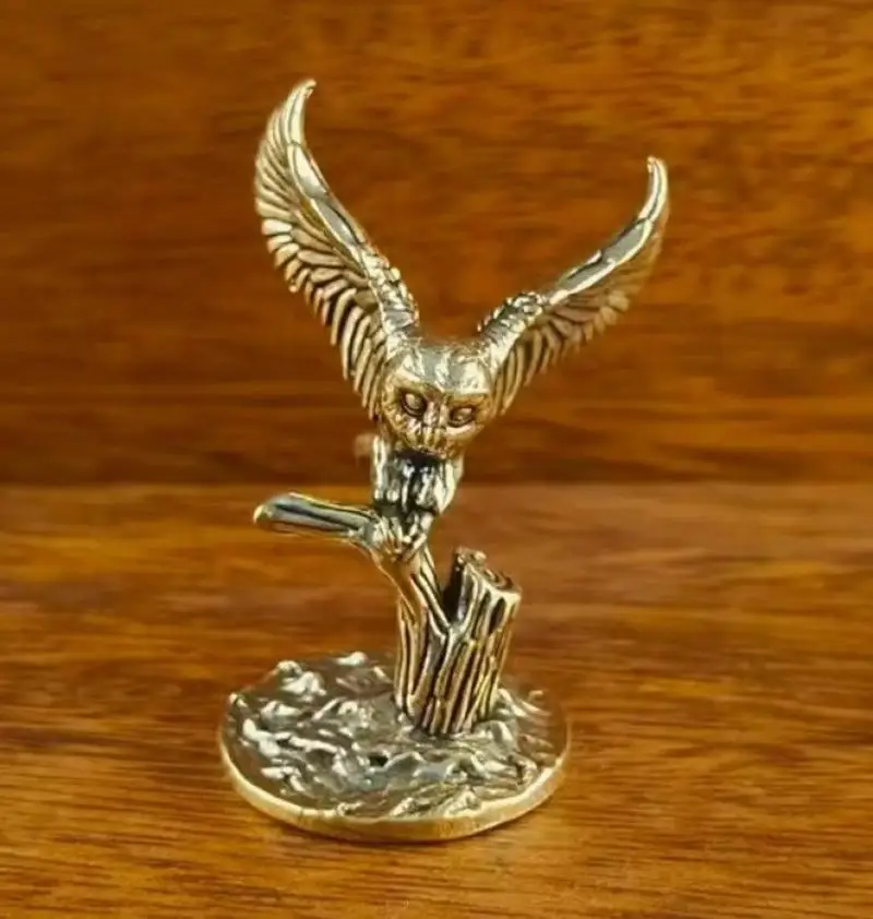 

Brass Tree Owl Figurine Small Animal Statue Table Office Home Decoration Toy