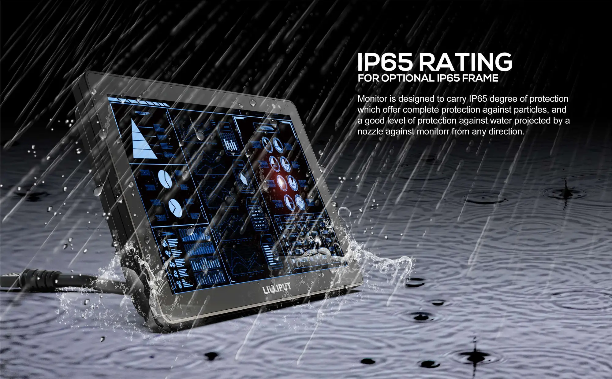 Lilliput IP65 Frame FA1019 Alto brilho 10 polegadas 1500nits Tela de toque industrial capacitiva VGA Monitor
