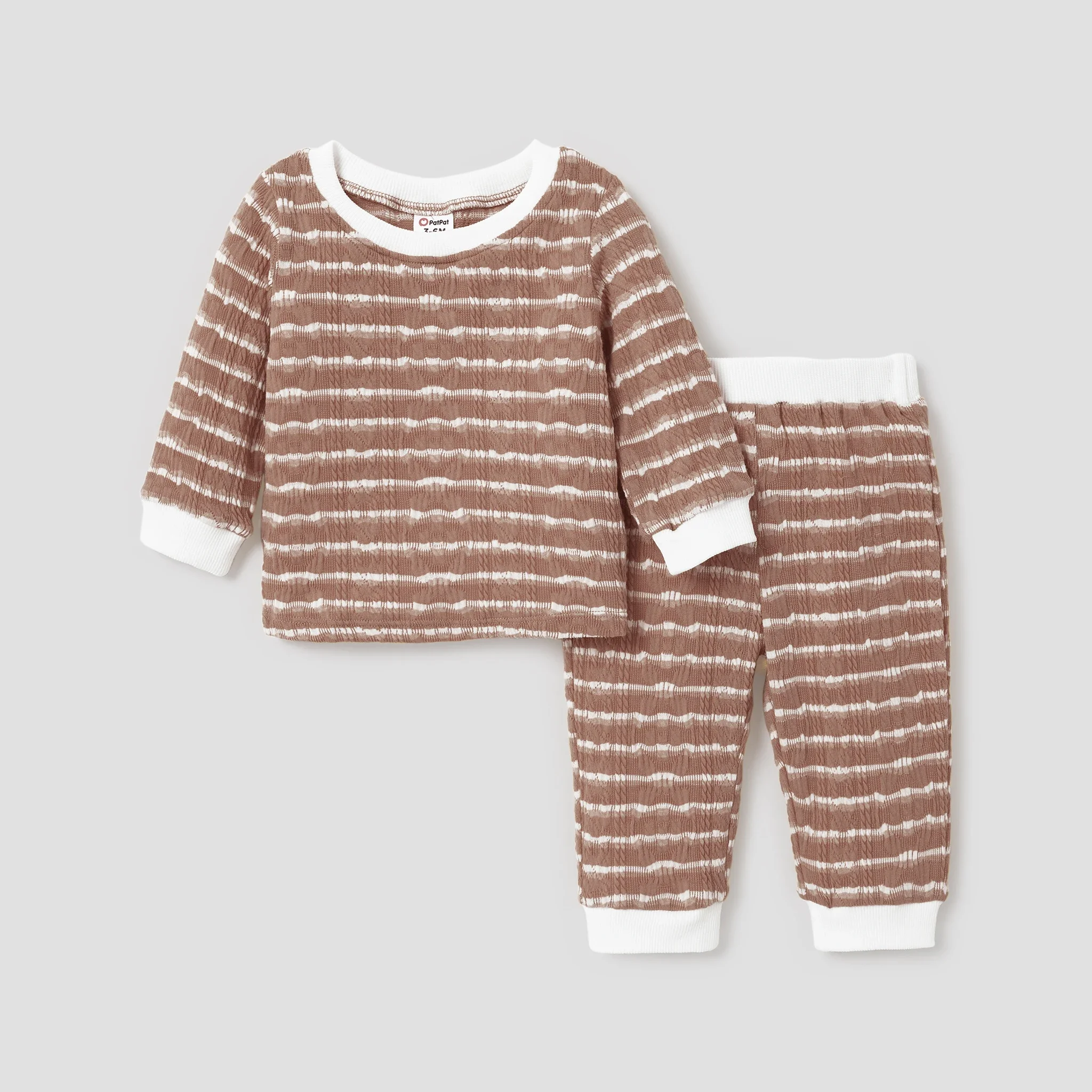 PatPat 2pcs Baby Boy Casual Long Sleeve Set Season Soft and Comfortable  Perfect for Outings and Daily Wear Basic Style