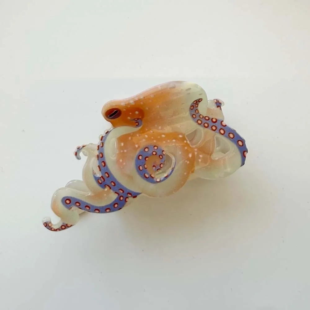 

Sweet Acetic Acid Hair Claw Acrylic Bead Oyster Shark Clip Seaside Vacation Headwear Ocean Series Squid Hair Claw Spring