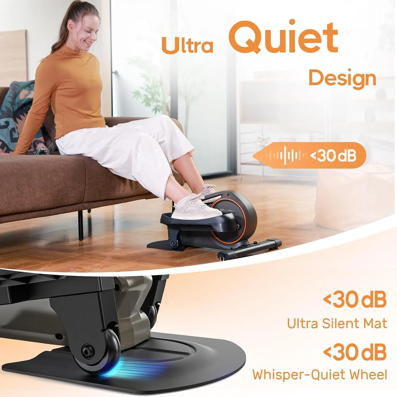 Under Desk Elliptical, Manual Quiet Elliptical, Foot Pedal Exerciser, Mini Elliptical Machines for Home Use, Portable