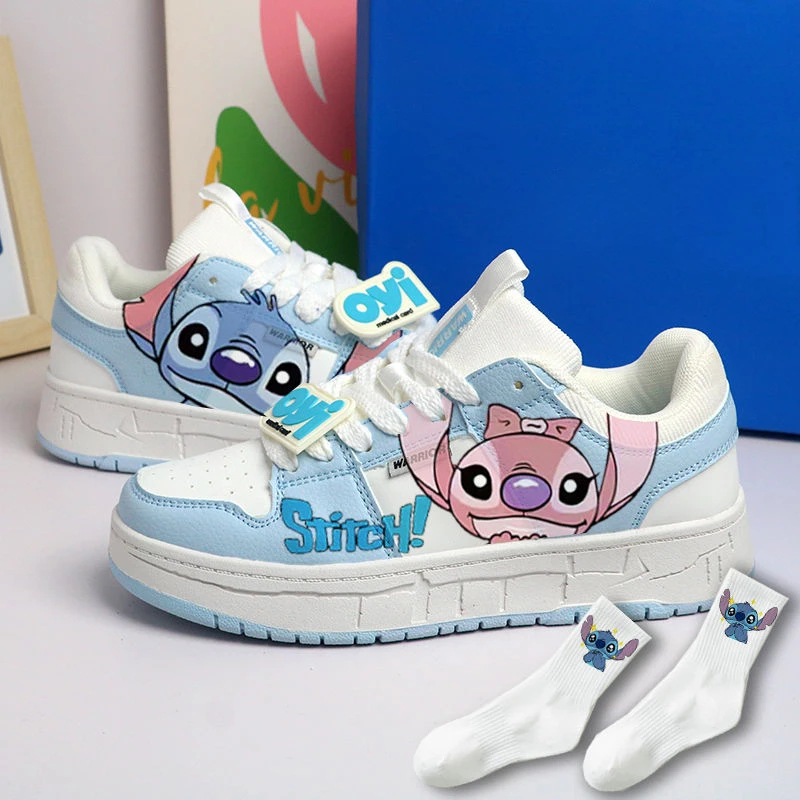 Stitch Sneakers Baskets Shoes Kawaii Cartoon Little Monster Pattern Shoes Fashion Casual Sports High and Low Canvas Shoes