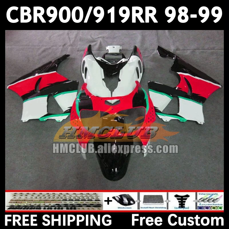 Fairings For HONDA CBR 919RR 900RR 919 CBR900 CBR919 RR 98-99 white red 73No.139 900CC CBR900RR 98 99 CBR919RR 1998 1999 Body