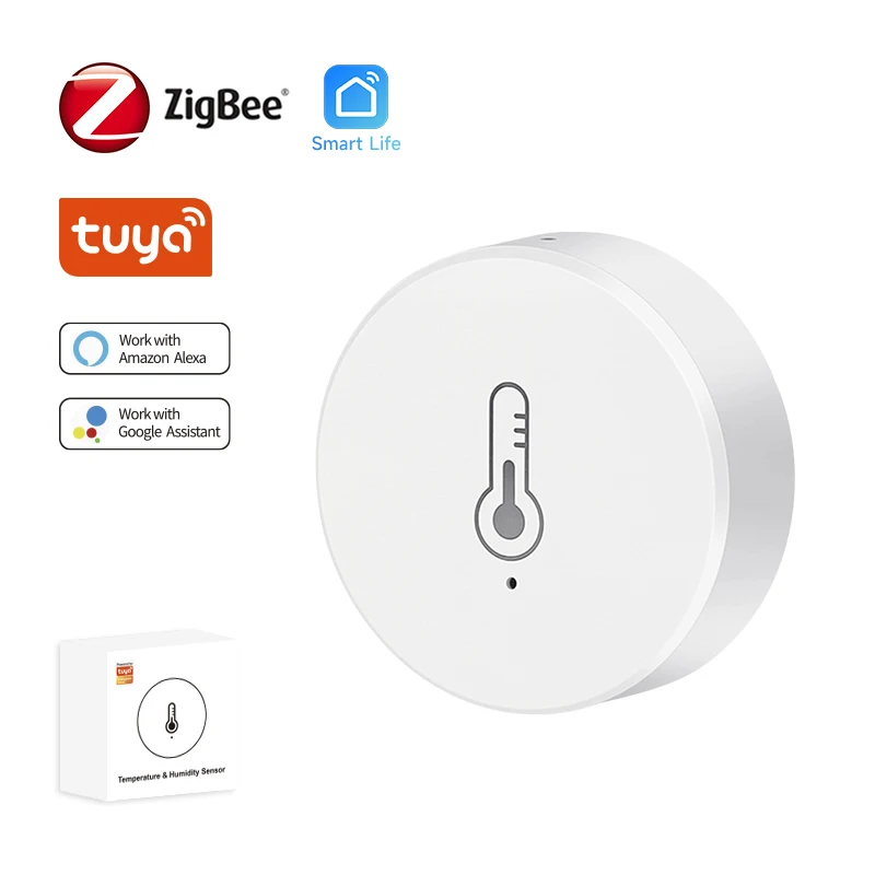 Tuya Zigbee 3.0 Temperature And Humidity Sensor Remote Monitor By Smart Life APP Battery Powered Work With Alexa Google Home