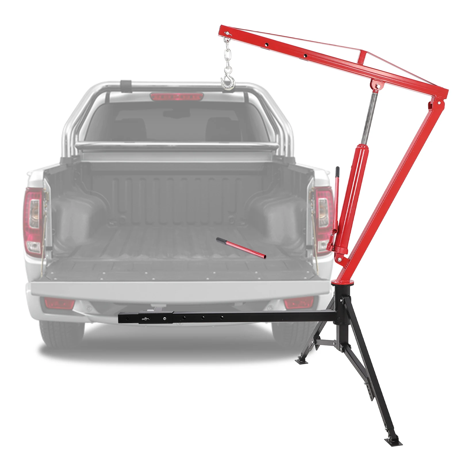 Heavy Duty Hydraulic Pickup Truck Crane – Hitch Mounted Bed Hoist with 360° Swivel, 3 Boom Capacities (500/750/1000lbs), Perfect for Lifting Cargo in Workshops, Construction, and Pickup Trucks