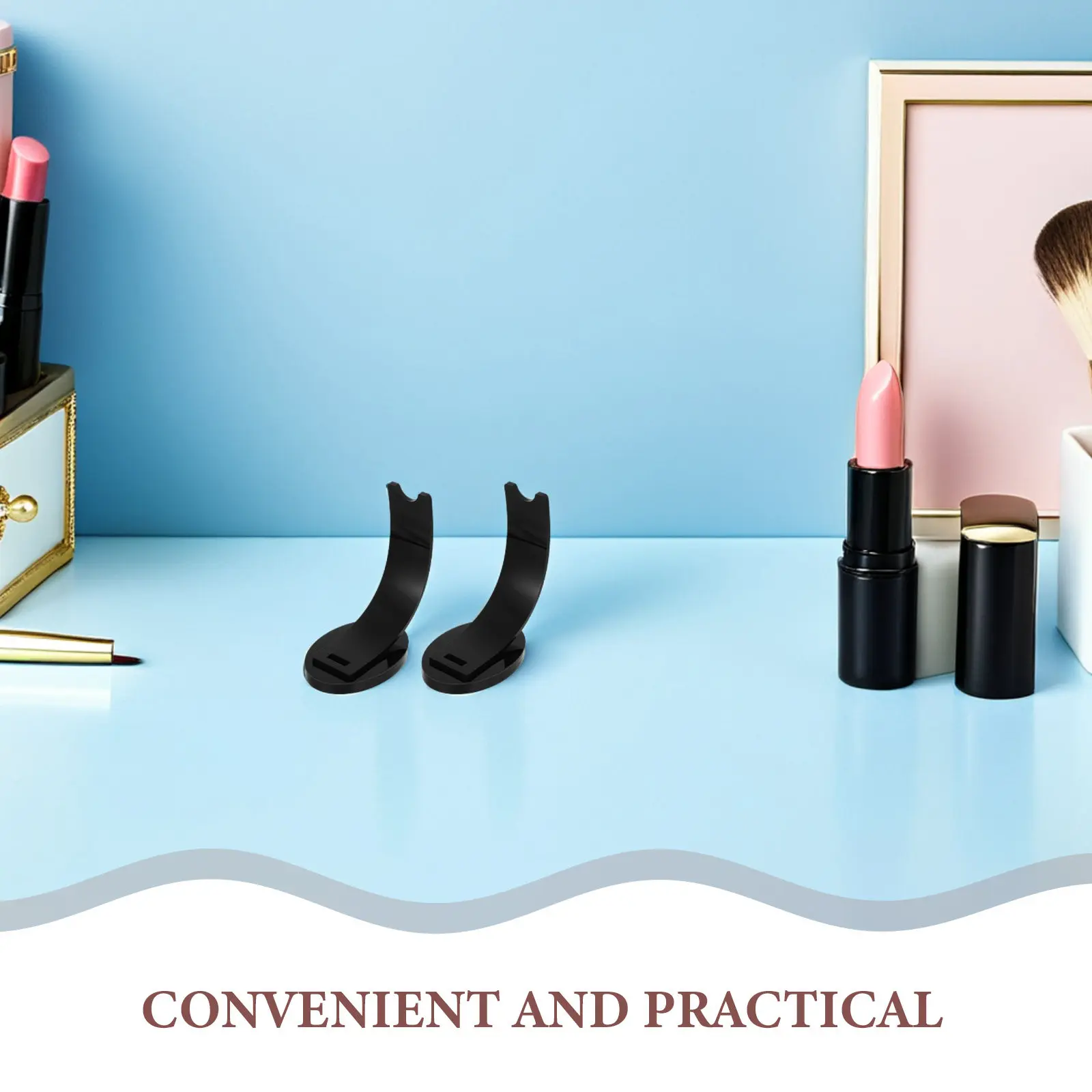 2Pcs Acrylic Pen Display Stand Black Compact Desktop Storage Holder for Pens Eyebrow Pencils Markers Nail Makeup Brushes