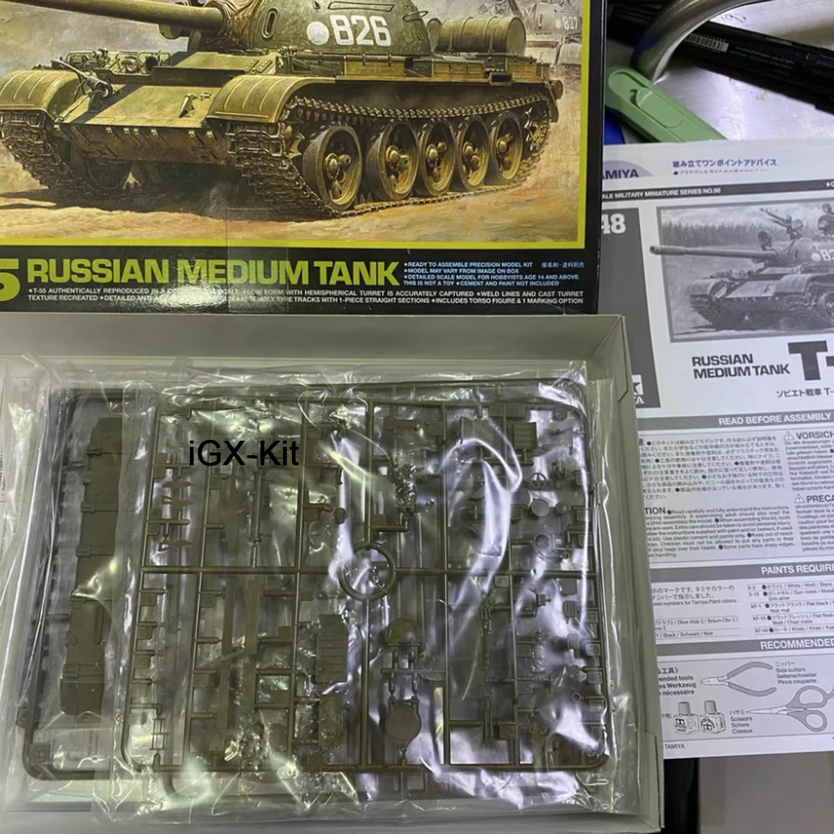 Tamiya 32598 Escala 1:48 Russo T55 Tanque Médio Militar Hobby Modelo de Plástico Kit de Montagem de Construção