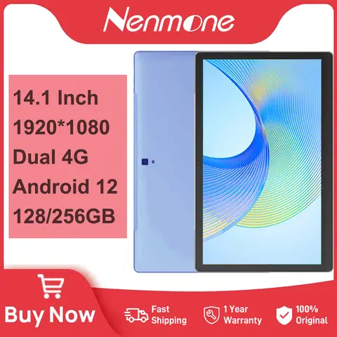Global Version Big Screen 14.1 Inch Tablet 4G LTE 1920x1080 IPS 8+16MP 12+256GB 10000mAH Battery 14" Tablets 14inch Android 14