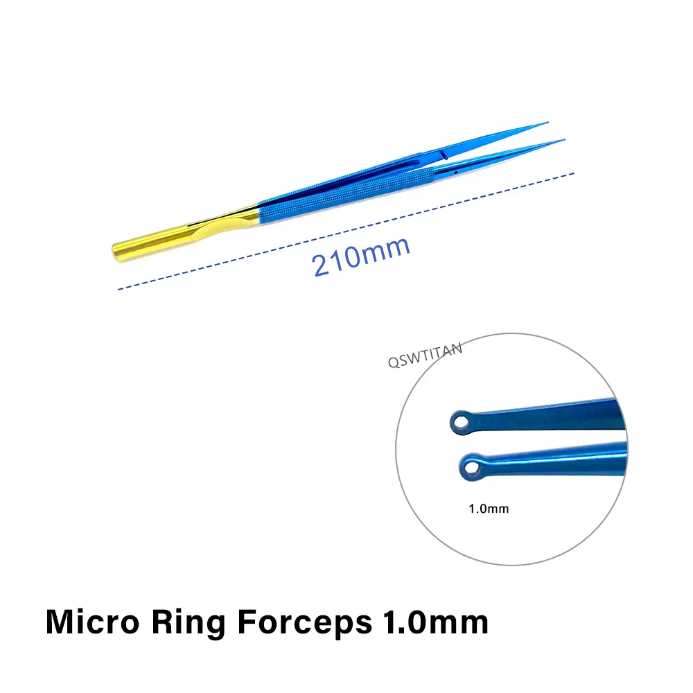 210mm Micro Ring Forceps 1.0mm hole Round handle Titanium Micro Surgical Instrument