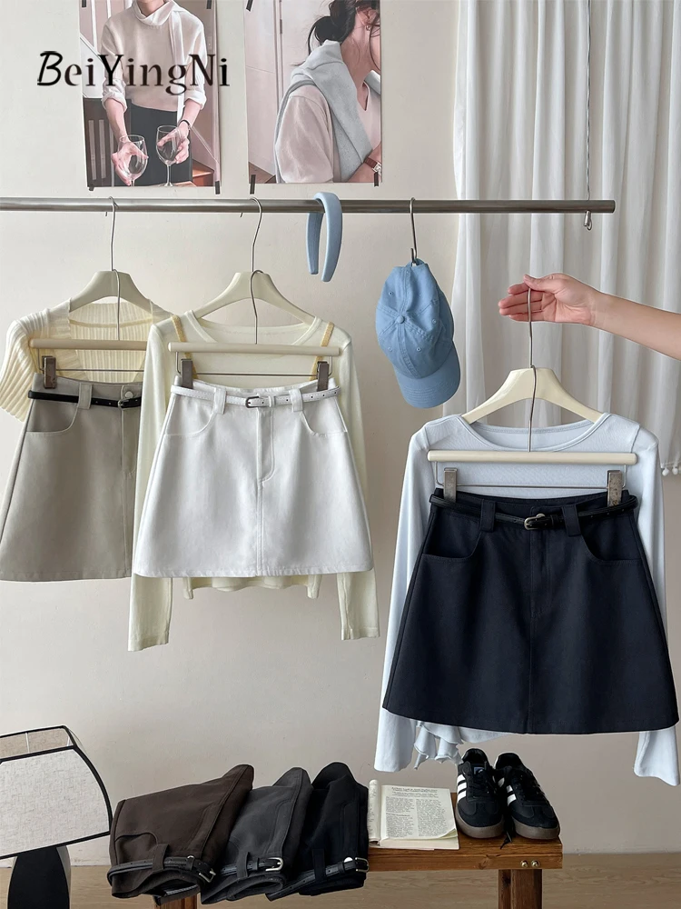 

Beiyingni 2026 Корейская модная женская короткая юбка, новинка весна-лето, повседневная мини-юбка А-силуэта, сексуальная уличная юбка-костюм для женщин