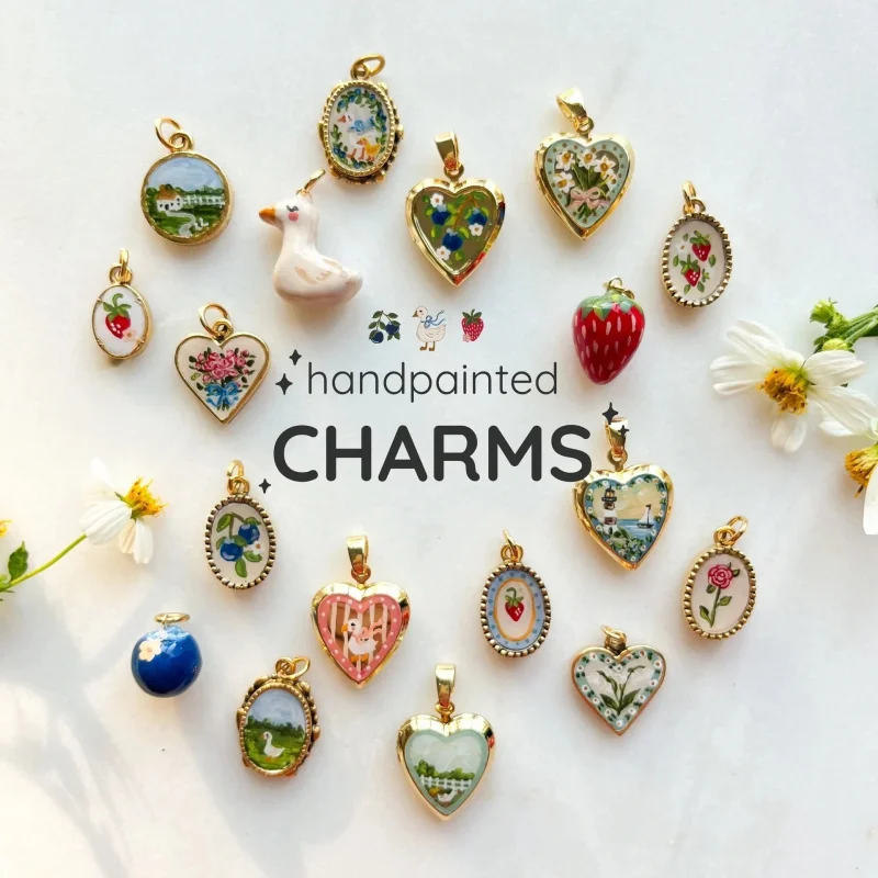 

Cute Nordic Necklace Blueberry Duck Strawberry Rose Tulip Pendant Pastoral Handmade DIY Gift for Women Girls Jewelry Making