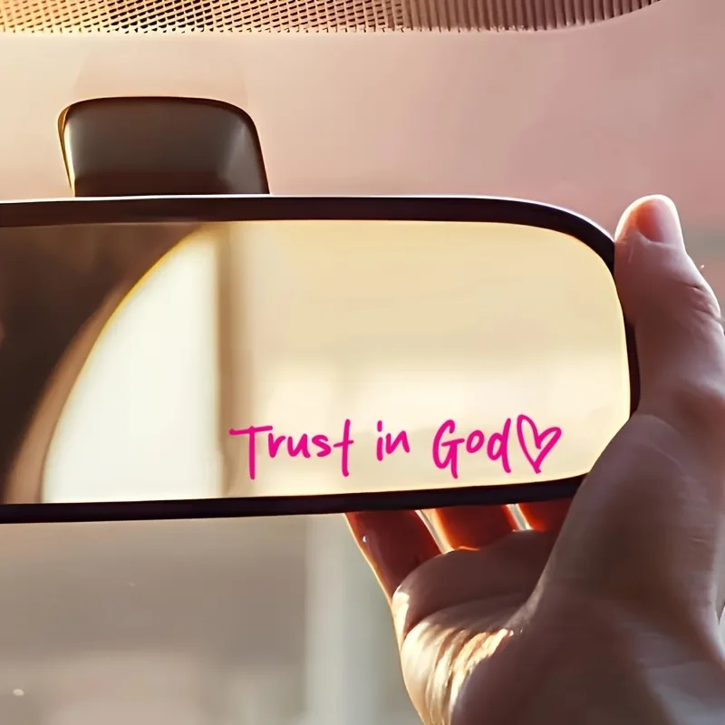 

"Trust in God" Heart Christian Car Mirror Sticker, Shiny Self-Adhesive Religious Decal, Weather-Resistant Faith Gift