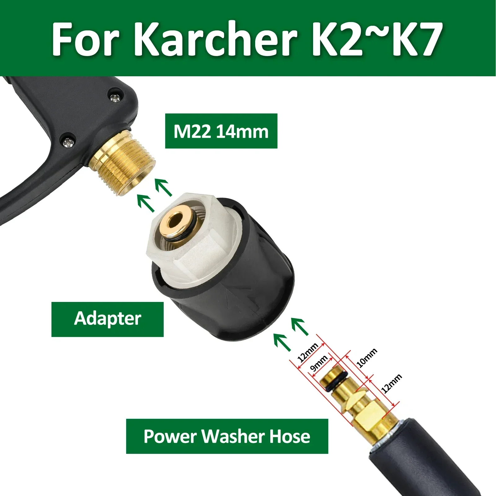 Hochdruckreiniger-Pistole und Schaumstoffkanonen-Set – 1/4 Zoll Schnellanschluss, mit Schlauchadapter kompatibel mit Karcher/Nilfisk/Bosch – Detail 5
