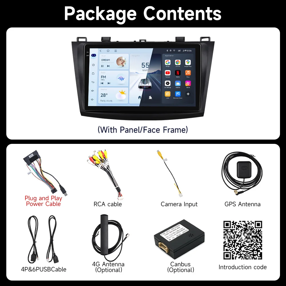 JIUYIN 2 Din Car Radio for Mazda 3 2009 2010 2011 2012 2013 Android 13 Multimedia Player 4G GPS Navigation Carplay DVD Head Unit