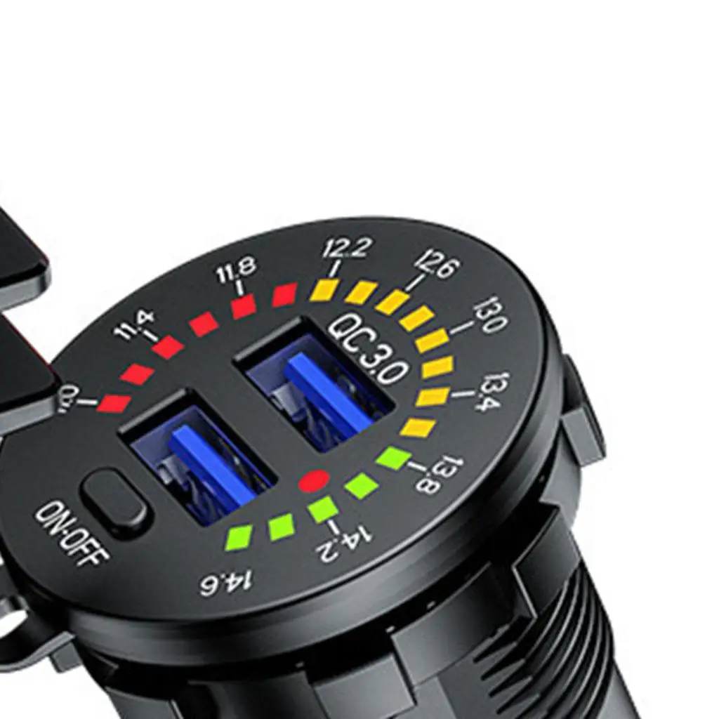 Wodoodporne gniazdo zasilania motocyklowe z podwójnym USB i woltomierzem do smartfona