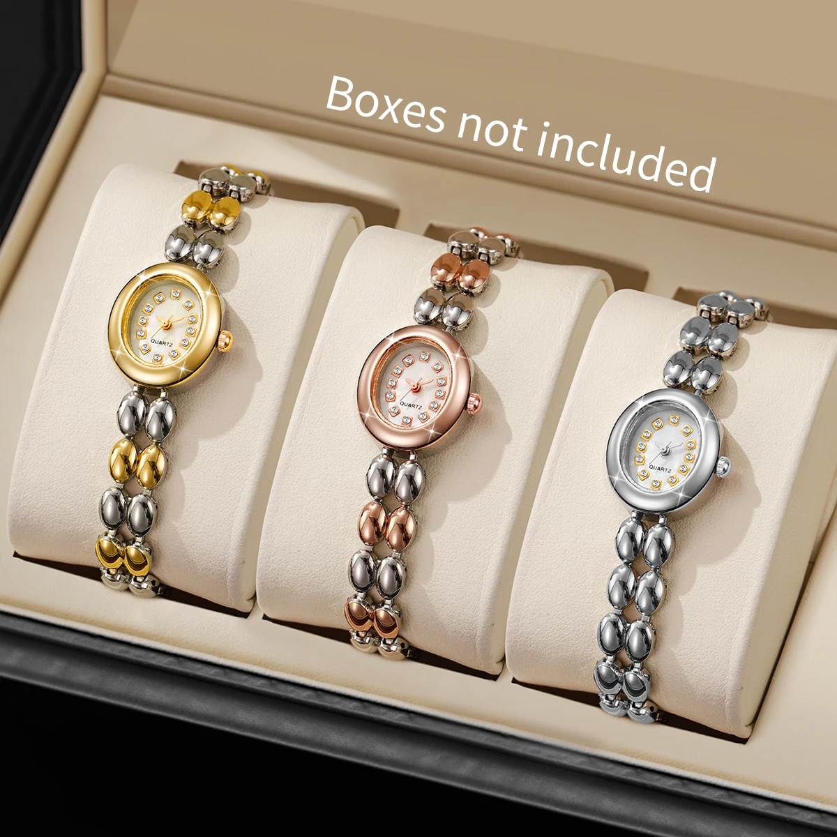 

3 шт./компл. модные женские часы со стразами, элегантный ремешок-браслет, кварцевые наручные часы Reloj Mujer (без коробки)