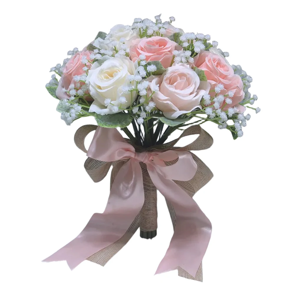 結婚式の装飾-造花のバラの花束-魅力的なウェディングアクセサリー-造花-エレガントなブライダルブーケ