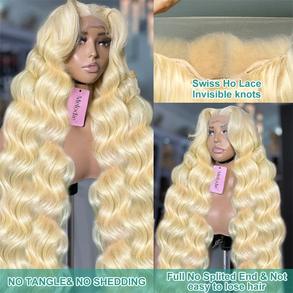 Honey Blonde Lace Front Peruca de Cabelo Humano para Mulheres, Onda Do Corpo Brasileiro, Transparente Colorido, Peruca Frontal, HD, 613, 13x6