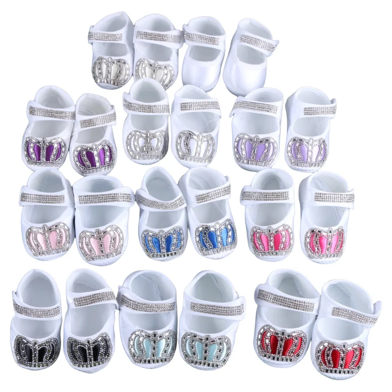 

Wholesale Newborn Baby Casual Crown Shoes Boy Girl Brand Shoes With Bling Crystal Crown By Handmade Fabric Hook Loop Bebe Shoes