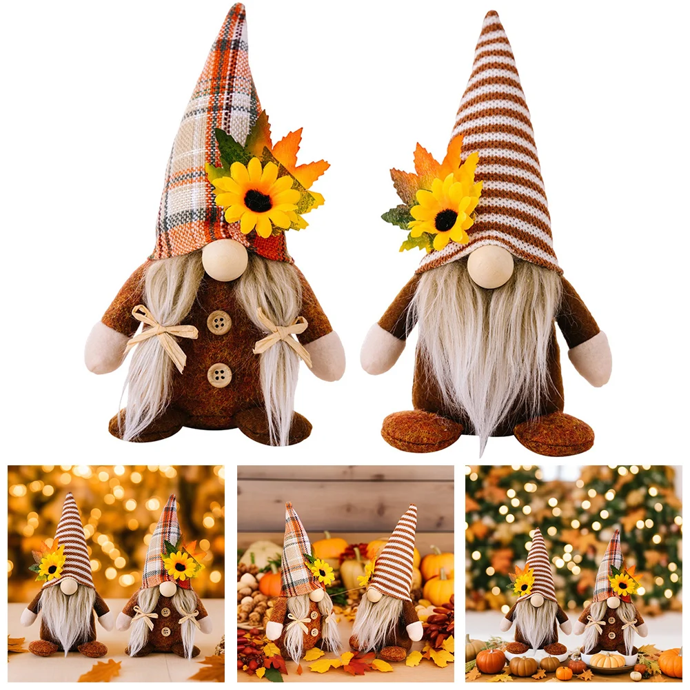 1pc Faceless Doll Ornament 21cm Thanksgiving Faceless Old Man 21*12*7cm Sunflower Harvest Festival Dwarf Doll Home Decorations