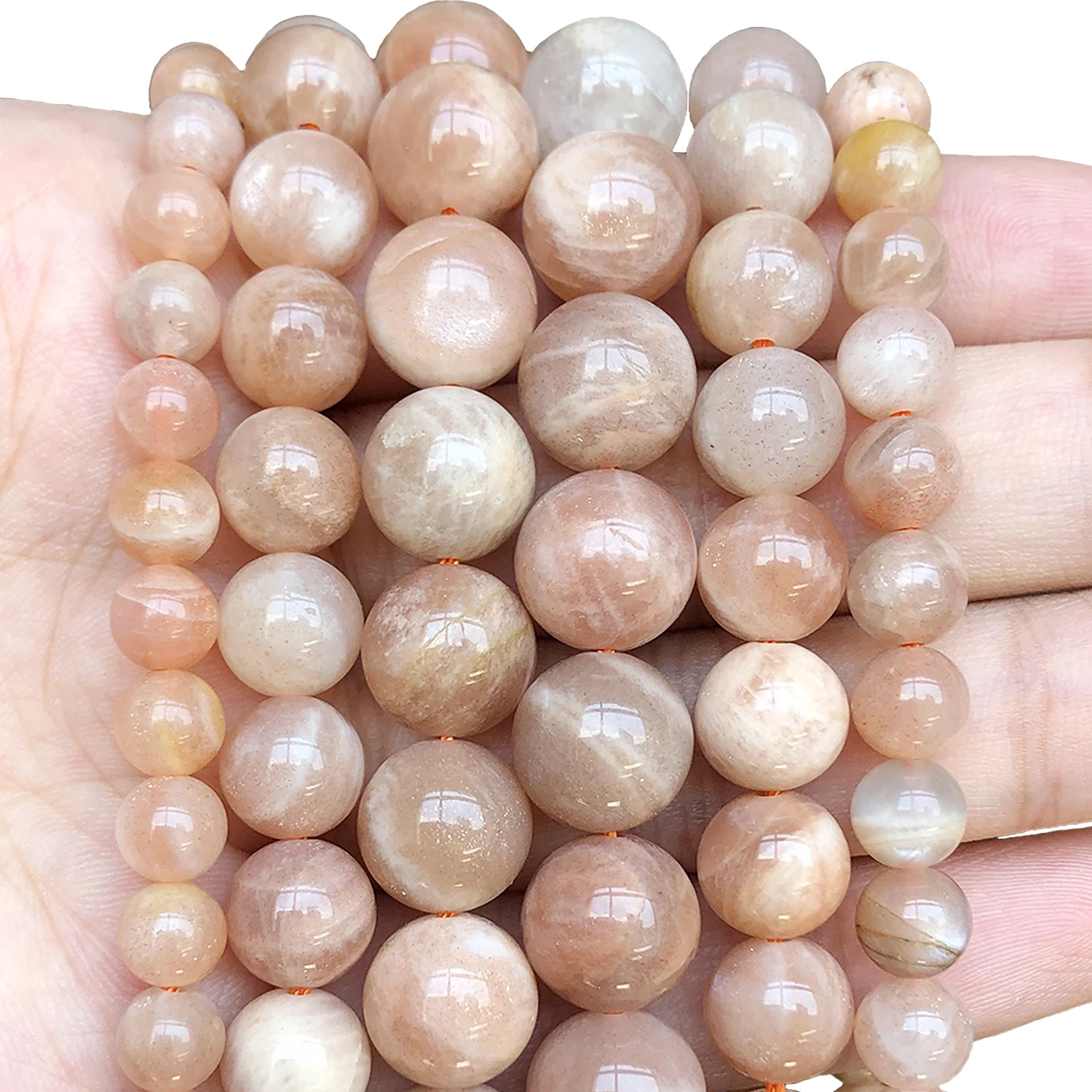 Wholesale 4mm 6mm 8mm Natural Sunstone Gems Stone Beads Round Loose Spacer Beads For Jewelry Making Diy Bracelet Accessories