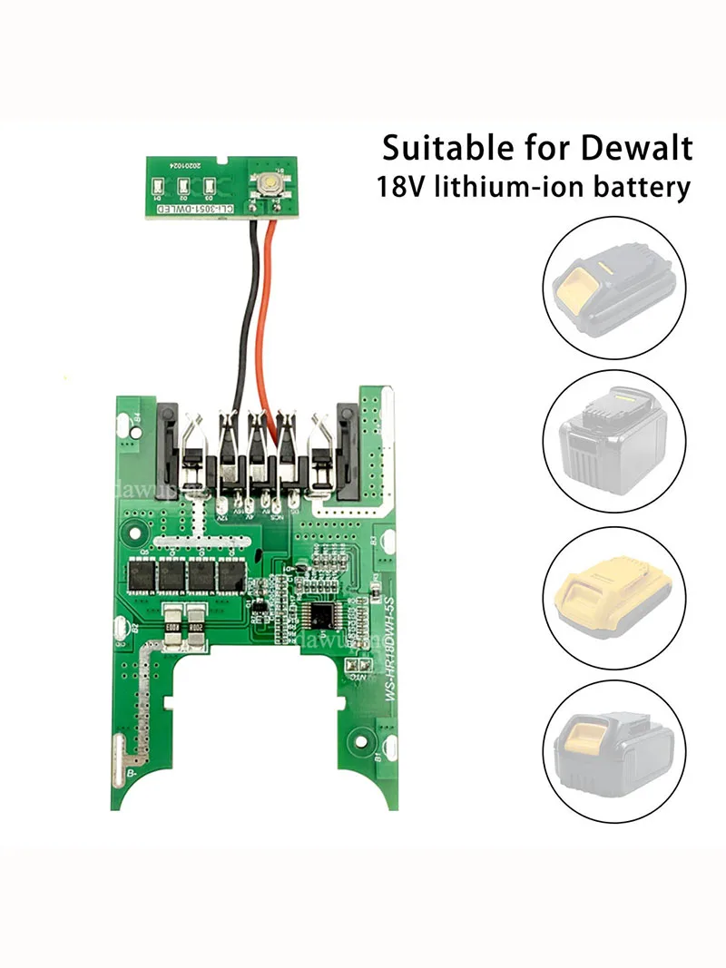 Płytka PCB BMS LED do akumulatorów litowych DCB200 do akumulatorów Dewalt 18V 20V Li-ion, części zamienne DCB180 DCB205, obwód zabezpieczający ładowanie. — zdjęcie produktu 7