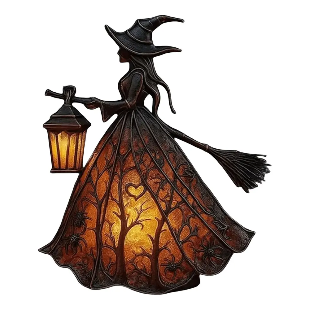 Halloween Decorations Halloween Witch Lamp Spooky Standing Night Light Unique Witch Statue Table Lamp for Bedroom