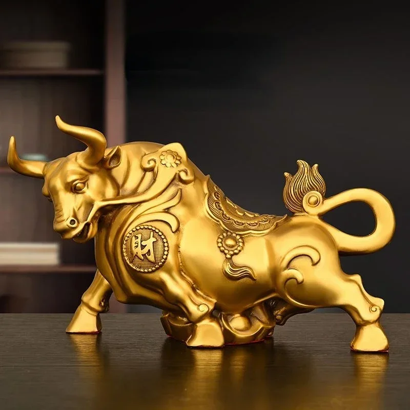 

Feng Shui Copper Cow Ornament Inviting Wealth Fortune Cow Home Decor Wall Street Cow Home Sculptures