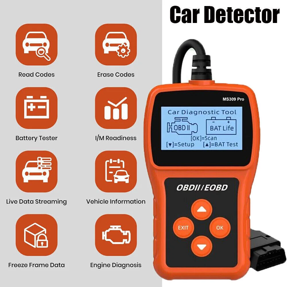 

MS309 Pro OBD2 Scanner OBD Code Reader Auto Engine System Diagnostic Tools Battery Tester Clear Fault Codes